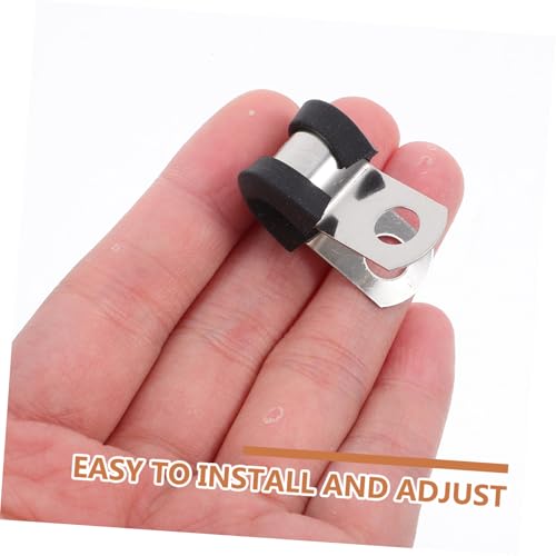 KOMBIUDA 20 Stück Teiliges U Förmige Edelstahl Rohrschellen Kabelschellen mit Rutschfestem Design Einfache Montage Verstellbar Langlebig für Befestigung von Rohren und Kabeln von KOMBIUDA