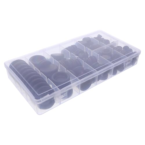 KOMBIUDA 200 Stück Gummitüllen für Kabel Schwarz Vielseitiges Sortiment Einseitige Kabeldurchführung aus Robustem Gummi Praktische Aufbewahrungsbox für Sauberen Schutz und Präzise Passform von KOMBIUDA