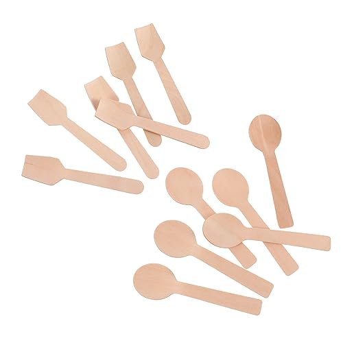 KOMBIUDA 200 Teiliges Set Aus Holzlöffeln Und Holzspateln Teelöffel Große Löffel Einzeln Verpackte Löffel Servierlöffel Für Partys Großer Kuchenlöffel Aus Holz von KOMBIUDA
