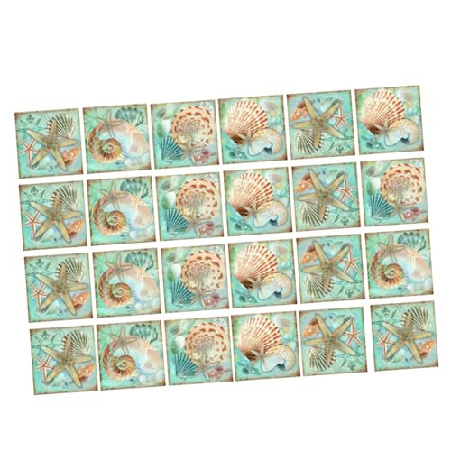 KOMBIUDA 24 Stück wasserdichte Fliesenaufkleber mit Abziehbarem Seestern Muschelmotiv Selbstklebend Reißfest und Leicht zu Reinigen für Badezimmer Küchenwanddekoration von KOMBIUDA
