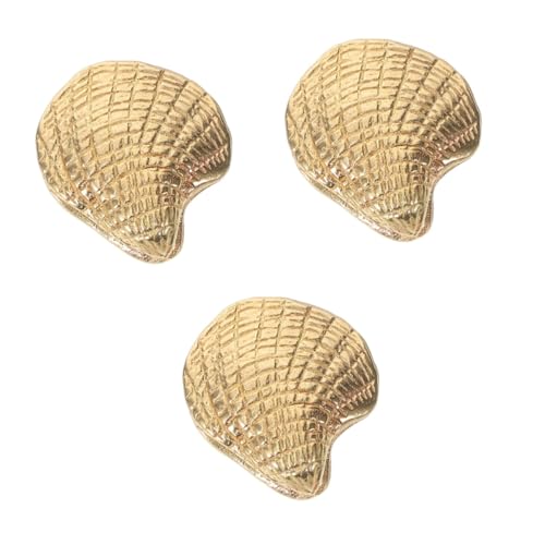 KOMBIUDA 3 Stück Messing Schubladenknopf Muschelform Dekorativer Griff für Schränke Kommoden und Küchenschränke Langlebig und für Möbel mit Kleinem Platzbedarf von KOMBIUDA
