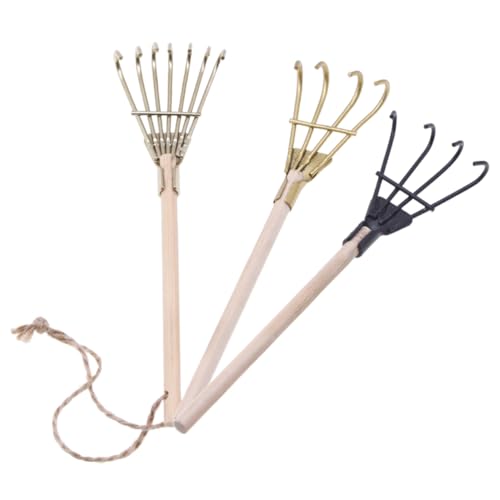 KOMBIUDA 3 Stück Mini -Rake -Werkzeuge Miniatur Mini-Zen-Gartenrechen Rakes dekorative Rechenverzierung Kleiner Gartenrechen Parteipapierverzierungen Handwerk Rechen Kleiner Rechen Holz von KOMBIUDA