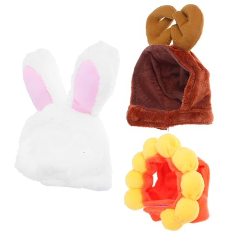 KOMBIUDA 3 Stück Teiliges Haustierkostüm mit Verstellbaren Polyester Hüten Hasenohren Rentiergeweih und Sonnenblume Niedliche Kopfbedeckungen für Kleine Katzen und Hunde für Party und von KOMBIUDA