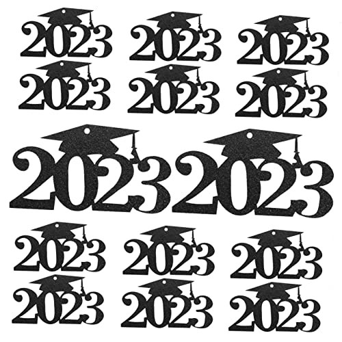 KOMBIUDA 30 Stück 2023 Graduierung Vase Etiketten bürodeko büro dekoration Abschluss-Tags Glitzerklasse von 2023 Ausschnitt Ornament das Geschenk Dekoration für die Abschlussfeier Blitz von KOMBIUDA