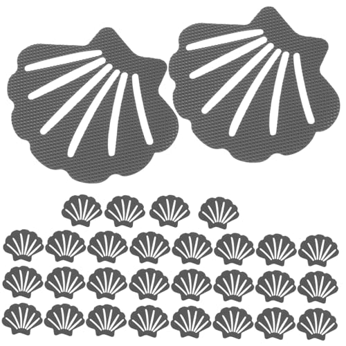 KOMBIUDA 30 Stück Teiliges rutschfeste Badewannen Sticker mit Muschel Design Rutschhemmende Badezimmer Aufkleber für Dusche Treppen und Badewanne Graue Anti rutsch Streifen für Sicheres von KOMBIUDA
