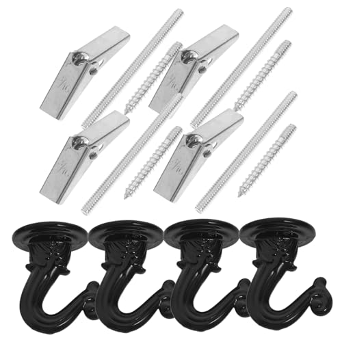 KOMBIUDA 4 Sätze Faltbare Deckenhaken für Pflanzen Metall Hängende Blumentopfhalter Indoor Outdoor Stabile Deckenhalterung mit Zubehör für Zimmerpflanzen Windspiele und Deko von KOMBIUDA