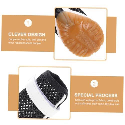 KOMBIUDA 4 Stück Atmungsaktive Hundeschuhe Sommer Pfotenschutz Verstellbar Mesh Hundestiefel für Kleine Hunde Schwarz für Heißen Asphalt und Outdoor von KOMBIUDA
