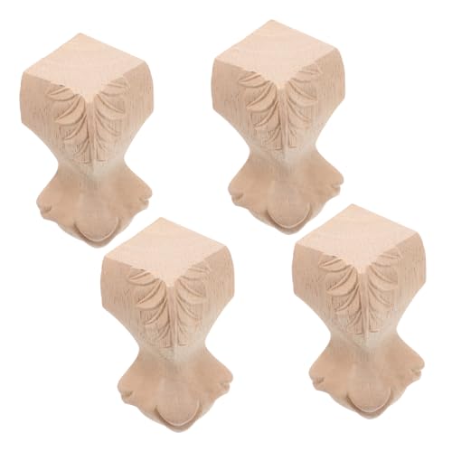 KOMBIUDA 4 Stück Holzfüße für Möbel mit Geschnitztem Muster Stabile Möbelfüße aus Holz Ersatzbeine für Sofa Bett Couchtisch Kommode Elegante Holzbeine Einfache Montage Europäischer Stil von KOMBIUDA