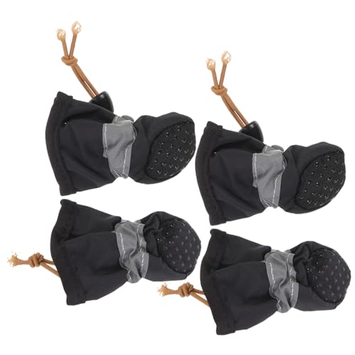 KOMBIUDA 4 Stück Teiliges wasserdichte Hundeschuhe aus Schwarzem Material rutschfeste Pfotenschutz socken für Outdoor Bedingungen Praktische und Bequeme Regenstiefel für Zufällige Farbe von KOMBIUDA