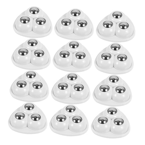 KOMBIUDA 48 Stück Teiliges Selbstklebende Geräuschlose Drehbare aus Verschleißfestem Material Hohe Tragfähigkeit Geeignet für Schränke Sofas Aufbewahrungsboxen Weiße Stahlkugeln von KOMBIUDA