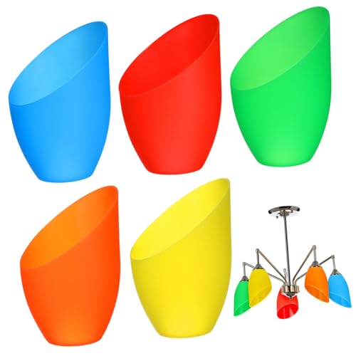 KOMBIUDA 5 Stück Teiliges Schräger Kunststoff Lampenschirme Kreative Bunte Lampenabdeckungen für Tischlampe Einfache Installation Dekorativ und Schützend Mittelloch Warmes Licht für von KOMBIUDA
