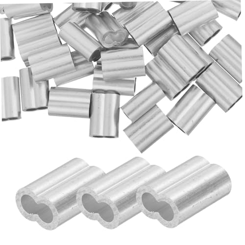 KOMBIUDA 50 Stück Aluminium Kabelpresshülsen Drahtseil-enden Sicherung Doppelfass Hülsen Wetterfest für Stabile Kabelverbindungen im Außenbereich von KOMBIUDA