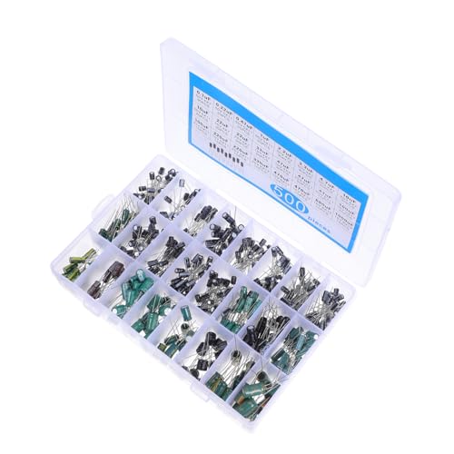 KOMBIUDA 500 Stück Aluminium Elektrolytkondensator Sortiment Hochtemperaturbeständig Reparaturset mit Transparenter Aufbewahrungsbox für LCD Monitore Radios Stereoanlagen und von KOMBIUDA