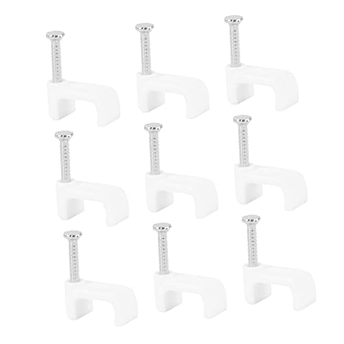 KOMBIUDA 500 Stück Square Line Card mehrere unter Schreibtisch Clips lang Drahtversteck für die Wand fernseher halterung Nagelkabelclip aus Telefonkabelklemme PE-Material Weiß von KOMBIUDA