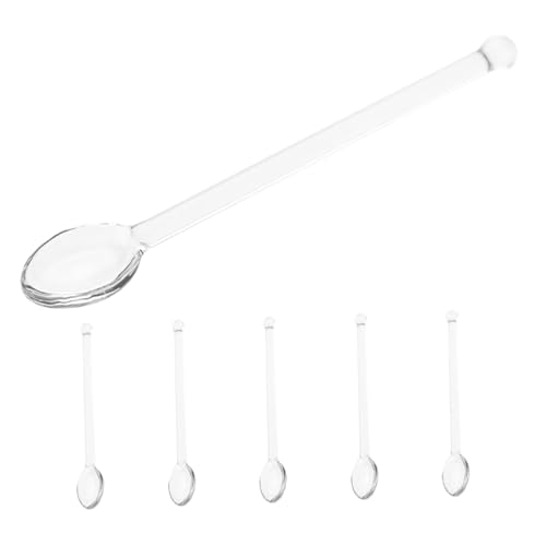 KOMBIUDA 6 Stück Teiliges Transparente Glasrührlöffel Vielseitige Espresso und Teelöffel mit Langem Stiel zum Mischen von Kaffee Tee Cocktails und Desserts für Zuhause Bar und Party von KOMBIUDA