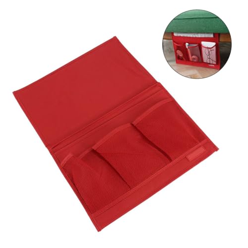 KOMBIUDA Bedside Storage Organizer aus Oxford mit Mesh zum Einhängen an Sofa Bett oder Sessel Stabile Aufbewahrung für Fernbedienung Tablet Buch Handy Rot von KOMBIUDA