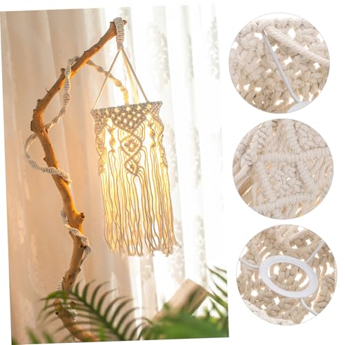 KOMBIUDA Boho Makramee Lampenschirm Handgewebt Deckenlampe Abdeckung Kreatives Design Leicht Zu Installieren Für Wohnzimmer Schlafzimmer Restaurant Cafe von KOMBIUDA