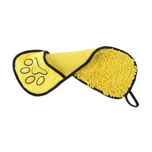 KOMBIUDA Chenille Haustier Handtuch Schnell Trocknend Absorbierend Mikrofaser Badetuch Mit Handtaschen Für Kleine Mittel Große Hunde Und Katzen Gelb Vielseitig Waschbar von KOMBIUDA