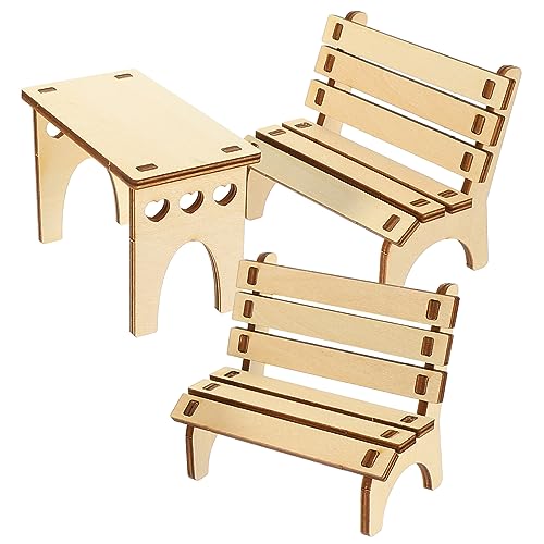 KOMBIUDA DIY Hamster Holz Teiliges Tisch und Bänke Langlebiges Käfig Interaktives Kleintier Zubehör für Chinchillas und Kleine Haustiere DIY von KOMBIUDA