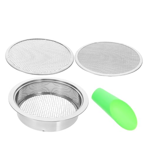 KOMBIUDA Edelstahl Gartensieb Maschen und Plastikschaufel Rostfreies Bodensieb für Gartenarbeit Kompost Erde und Sandfiltration Leichter Langlebiger Gartensifter für Balkon und Hobbygarten von KOMBIUDA