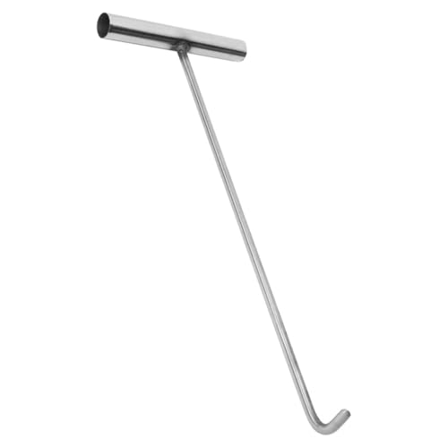 KOMBIUDA Edelstahl T Haken Manhole Cover Lifter mit Ergonomischem Griff Robustes Hebewerkzeug für Schachtabdeckungen Vielseitiger Hebehaken für Rollladentüren und Abflussroste von KOMBIUDA