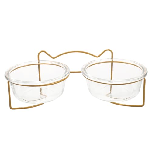 KOMBIUDA Futter und Trinknapf für Katzen Geneigter Abnehmbarer Doppelnapf mit Weißem Lackiertem Eisenrahmen Rutschfestes Design Leicht zu Reinigen Gesund und Langlebig für von KOMBIUDA