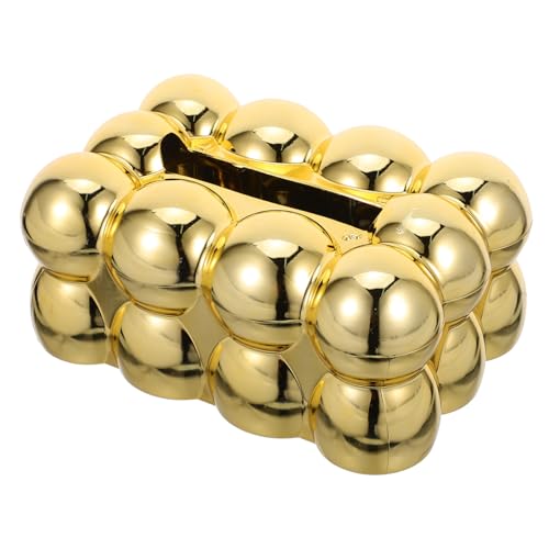 KOMBIUDA Goldene Taschentuchbox aus Kunststoff Luxuriöser Tissue Holder für Wohnzimmer und Esstisch Rechteckiger Serviettenhalter mit Stilvollem Design für Zuhause Bürotheken von KOMBIUDA