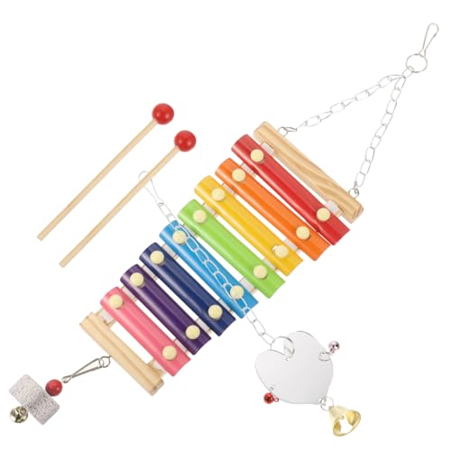 KOMBIUDA Hängendes Holzspielzeug für Hühner und Küken mit Edelstahl und Spiegel Fördert Koordination Beugt Langeweile vor Sicher zum Kauen Farbenfroh und Robust für Geflügelarten von KOMBIUDA