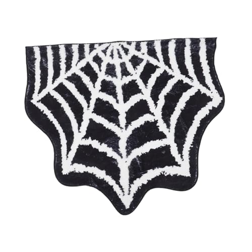 KOMBIUDA Halloween Spiderweb Teppich rutschfest Waschbar Spinnennetz Design Saugfähig Vielseitig Nutzbar als Halloween Fußmatte für Badezimmer Küche Eingangsbereich und Schlafzimmer von KOMBIUDA