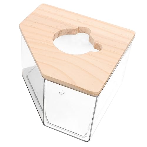 KOMBIUDA Hamster Sandbad Box aus mit Holzdeckel Kleiner Transparenter Sandkasten für Hamster Robust Leicht zu Reinigen Praktisch für Sandbäder und Toilettenutzung für Kleintiere von KOMBIUDA