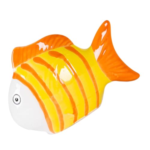 KOMBIUDA Handbemalte Keramische Schwimmende Fischfigur Naturgetreue Gestreifte Aquariumdekoration für Fischbecken Teich Feengarten und Outdoor-dekor von KOMBIUDA
