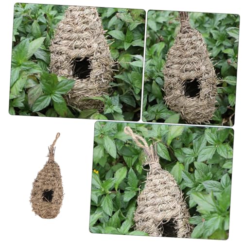 KOMBIUDA Handgewebtes Vogelnest aus Natürlichem Stroh Hängendes Vogelhaus Langlebig und Atmungsaktiv Wetterfestes Nestdekor für Balkon Garten und Draußen Praktisches Zuhause für Kleine von KOMBIUDA