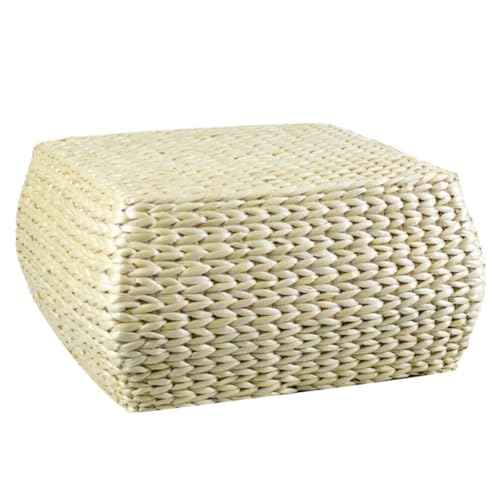 KOMBIUDA Kleiner Geflochtener Sitzhocker aus Gras für Zuhause Quadratischer Fußhocker Praktischer Sitz Steighocker für Wohnzimmer Flur und Gäste mit Modernem Design von KOMBIUDA