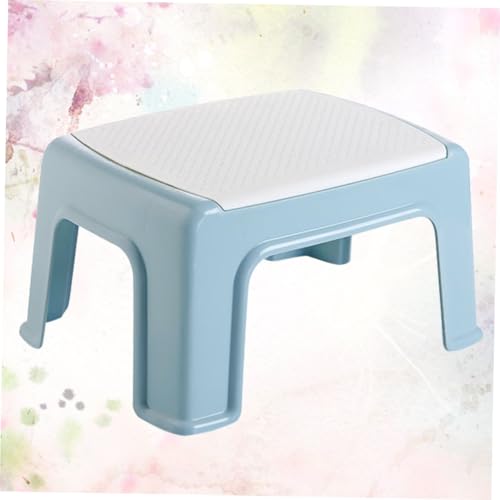KOMBIUDA Kleiner Leichter Kunststoff Tritthocker tragbarer Fußhocker mit Rutschfester Oberfläche robust und stoßfest für Badezimmer und Babyzimmer skandinavisch blau von KOMBIUDA