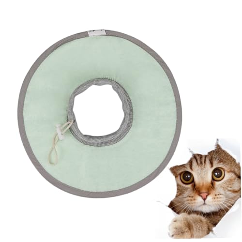 KOMBIUDA Leichtes Atmungsaktives Verstellbares und Wasserdichtes Katzen genesungshalsband mit Weichem Material Schützendem Anti leck Kragen für Katzen nach Operation Grün von KOMBIUDA