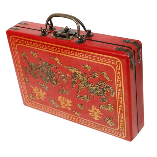 KOMBIUDA Mahjong-Box - Mahjong-Halter & Organisator aus Holz - Rot - Vintage-Stil - Unisex - Ab 6 Jahren von KOMBIUDA