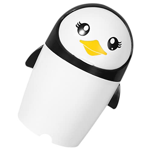 KOMBIUDA Mini Abfallkorb Für Schreibtisch Pinguin-mülleimer Im Cartoon-stil Kawaii-mülleimer Für Büro Schlafzimmer Auto Winziger Mülleimer Mit Umklappbarem Deckel von KOMBIUDA