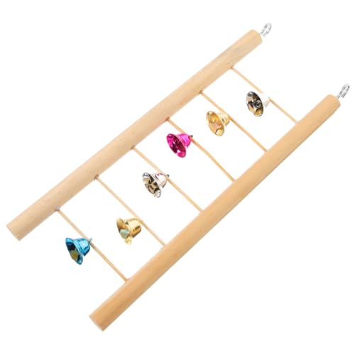 KOMBIUDA Natürliche Holz Vogelleiter mit Glocken Hänge Klettersprossen für Wellensittiche und Papageien Kletterspielzeug Bewegung und Geistiger Aktivität KOMBIUDA Natürliche Holz Vogelleiter mit Glocken Hänge Klettersprossen für Wellensittiche und Papageien Kletterspielzeug Bewegung und Geistiger Aktivität von KOMBIUDA