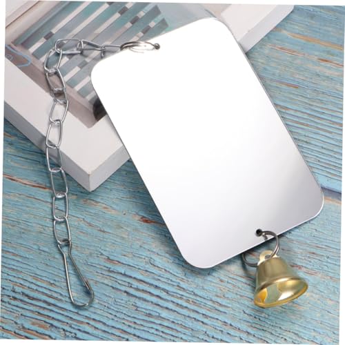 KOMBIUDA Papagei Spiegel mit Glocke Vogelkäfig Hängedekor Robust Langlebig Geeignet für Wellensittiche Nymphensittiche und Ähnliche Vögel Interaktives Haustier Zubehör von KOMBIUDA