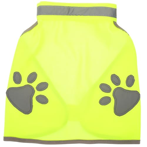 KOMBIUDA Reflektierende Hundeweste mit Verstellbarer Atmungsaktive Sicherheitsweste für Hunde Leuchtend Grün mit Pfotenmuster Hohe Sichtbarkeit für Outdoor Aktivitäten und Sicheren Schutz von KOMBIUDA