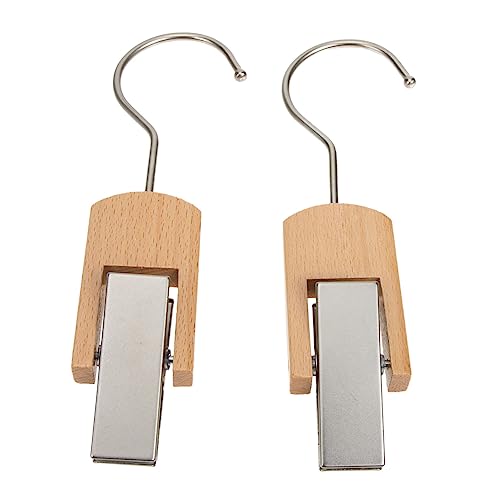 KOMBIUDA Stabile Kleiderbügel-Clips Aus Holz 2er-Pack Multifunktionale Haken Für Kleidung Handtücher Für Zuhause Auto Und Unterwegs von KOMBIUDA