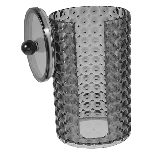 KOMBIUDA Transparenter Schwarzer Wattepadspender mit Dekorativem Diamantmuster Staubdicht Langlebig und Leicht zu Reinigen Kompakter Organizer für Wattepads und Wattestäbchen für von KOMBIUDA