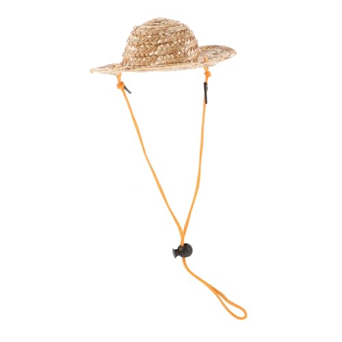 KOMBIUDA Verstellbarer Pet Strohhut Sonnenschutz für Kleine Hunde und Katzen Elastisches Kinnband Leichter Garten und Strandhut Atmungsaktiv und Stilvoll von KOMBIUDA