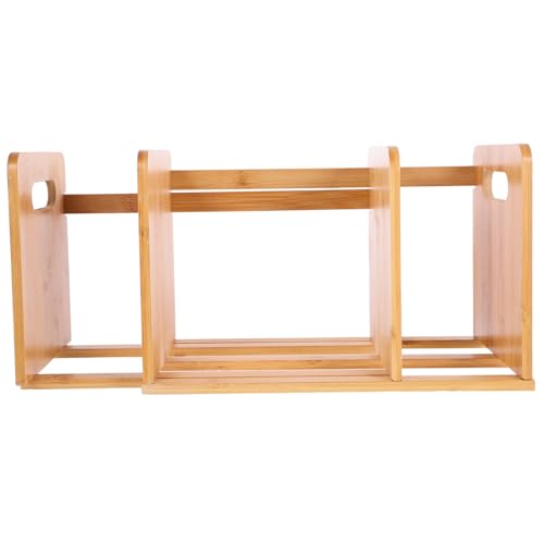 KOMBIUDA Verstellbares Ausziehbares Holz schreibtischregal für Bücher und Akten Platzsparender Desktop Organizer mit Offenem Design Praktischer Ablage für Büro und Studenten von KOMBIUDA