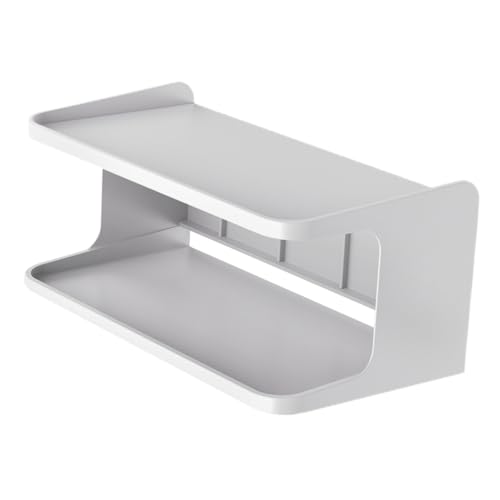 KOMBIUDA Wandmontiertes Doppel etagen Regal Weiß Stabiles Badezimmerschrank Organizer Platzsparend Leicht Kratzfrei für Schlafzimmer und Kleine Räume Wie Wohnmobile und Camper von KOMBIUDA