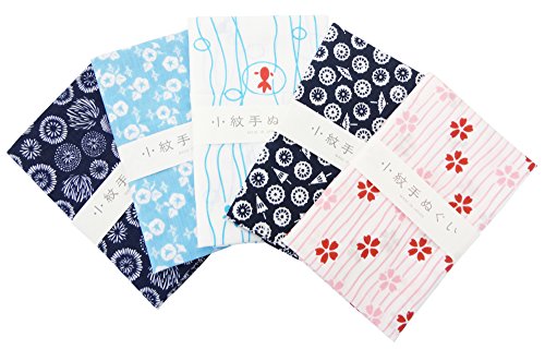 KOMESICHI Japanese Traditional Towel Tenugui Small Pattern 5 Type Set Basic Pattern-3 by KOMESICHI Japanese Traditional Towel Tenugui Small Pattern 5 Type Set Basic Pattern-3 by von KOMESICHI