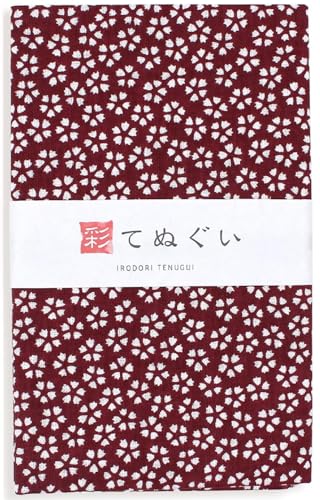 KOMESICHI irodori Japanisches traditionelles Handtuch, Tenugui, Sakura, Braun, 33 x 88 cm, mit Tenugui Iroha von KOMESICHI
