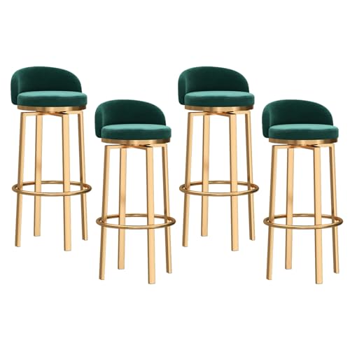 KOMFGT Barhocker Drehbar Barhocker 4er Set, Thekenhöhe Barhocker mit Rückenlehne und goldener Fußstütze, Samt gepolsterte Barhocker, Moderne Niedrige Rückenlehne Barstühle für Küche Islan von KOMFGT