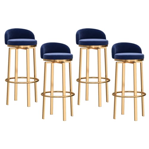 KOMFGT Barhocker Drehbar Barhocker 4er Set, Thekenhöhe Barhocker mit Rückenlehne und goldener Fußstütze, Samt gepolsterte Barhocker, Moderne Niedrige Rückenlehne Barstühle für Küche Islan von KOMFGT