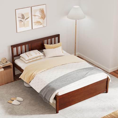 KOMFOTT Vollholz-Plattform-Bettgestell mit Kopfteil, Plattformbett aus Massivholz mit Lattenstütze & Unterbettaufbewahrung, Mid-Century Bettrahmen Matratze Fundament, kein Boxspring erforderlich KOMFOTT Vollholz-Plattform-Bettgestell mit Kopfteil, Plattformbett aus Massivholz mit Lattenstütze & Unterbettaufbewahrung, Mid-Century Bettrahmen Matratze Fundament, kein Boxspring erforderlich von KOMFOTT